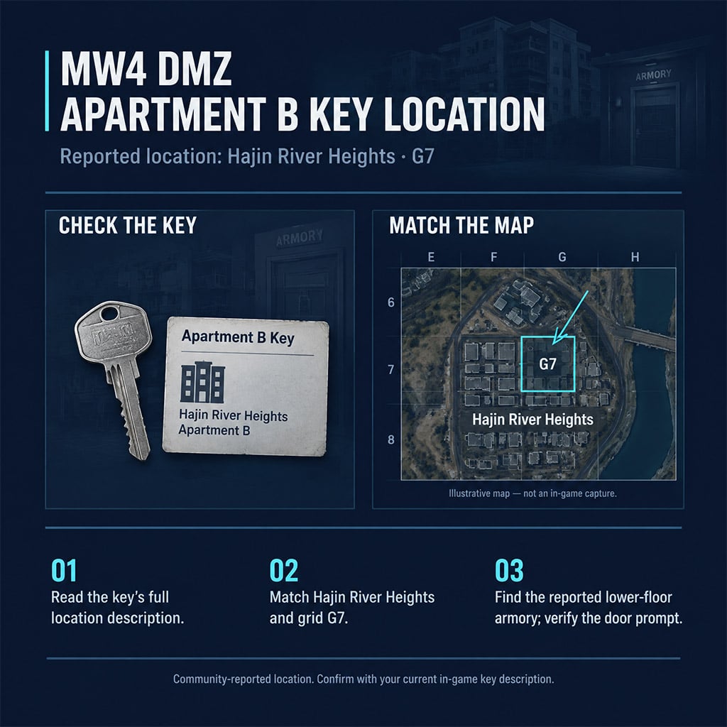 Apartment B key description beside the Hajin River Heights G7 map square Apartment B key description beside the Hajin River Heights G7 map square