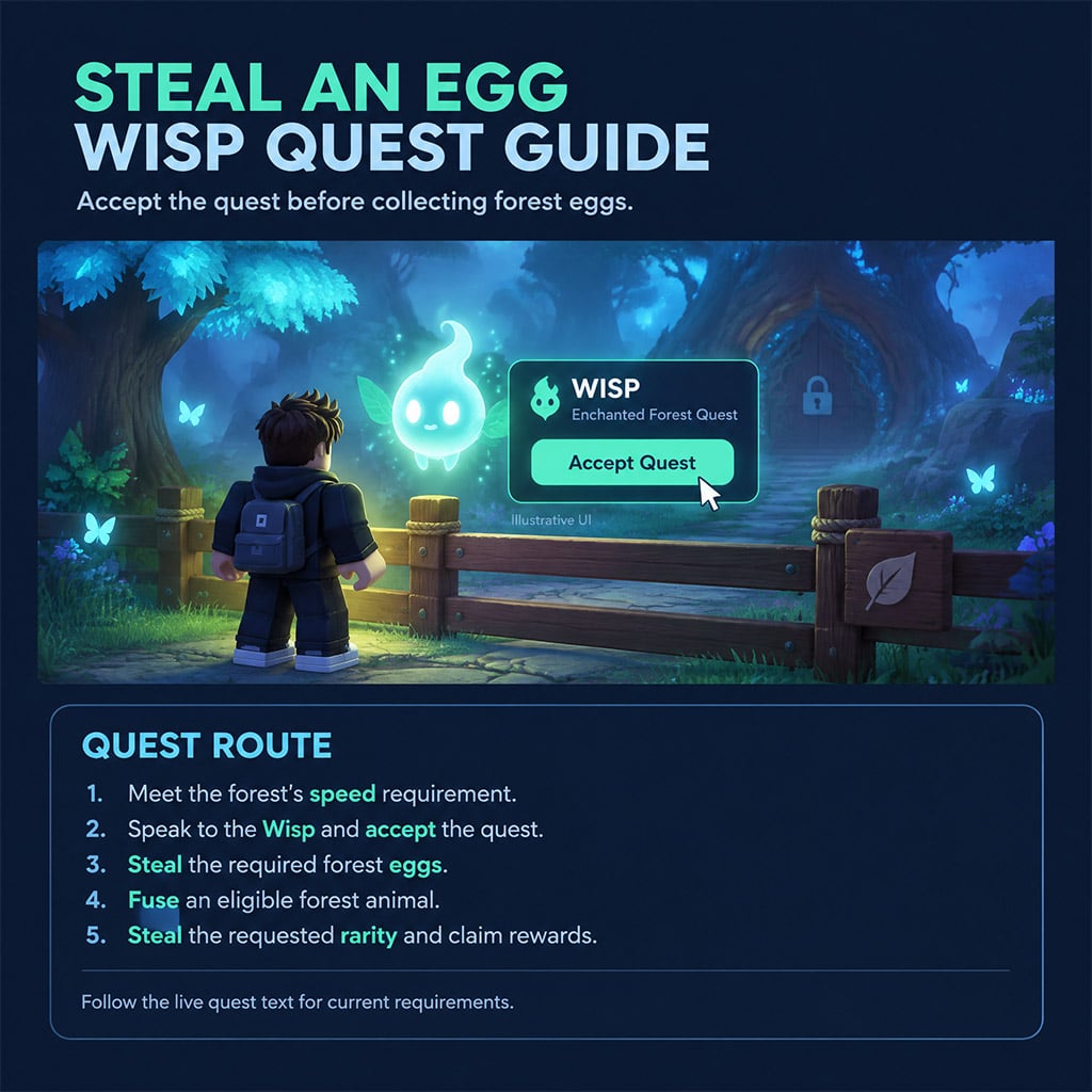 Player accepting the Enchanted Forest Wisp questline at the zone boundary