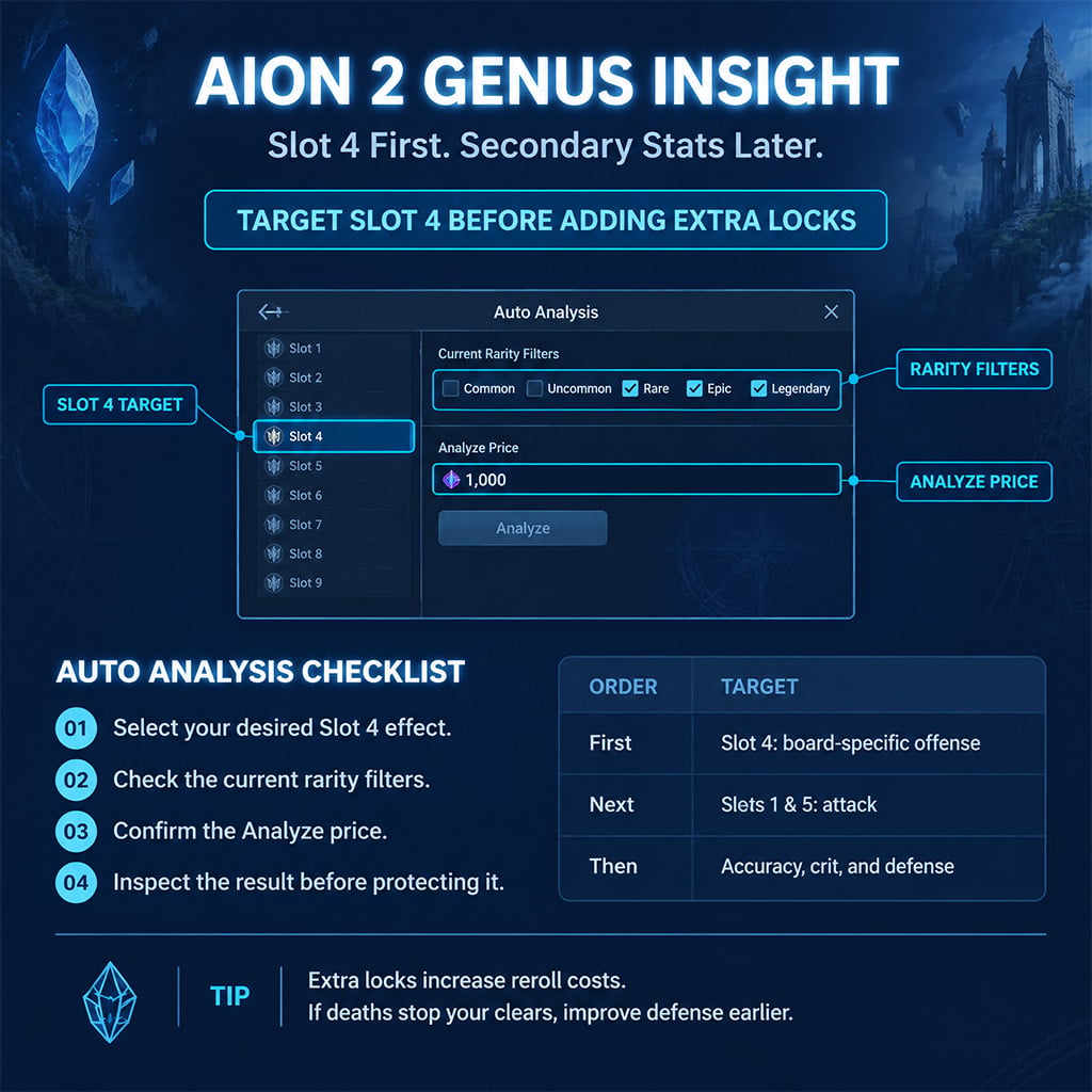 Slot 4 selected in Auto Analysis before secondary stats are protected