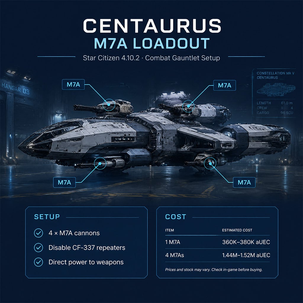 Centaurus weapon configuration showing four M7A cannons