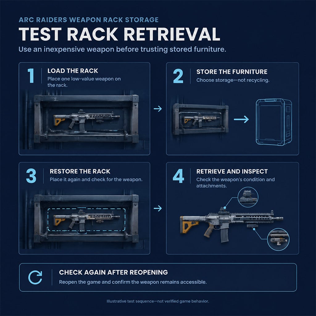 Sequence showing a loaded rack stored, restored, and checked Sequence showing a loaded rack stored, restored, and checked
