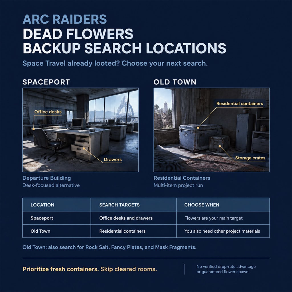 dead flowers backup search locations