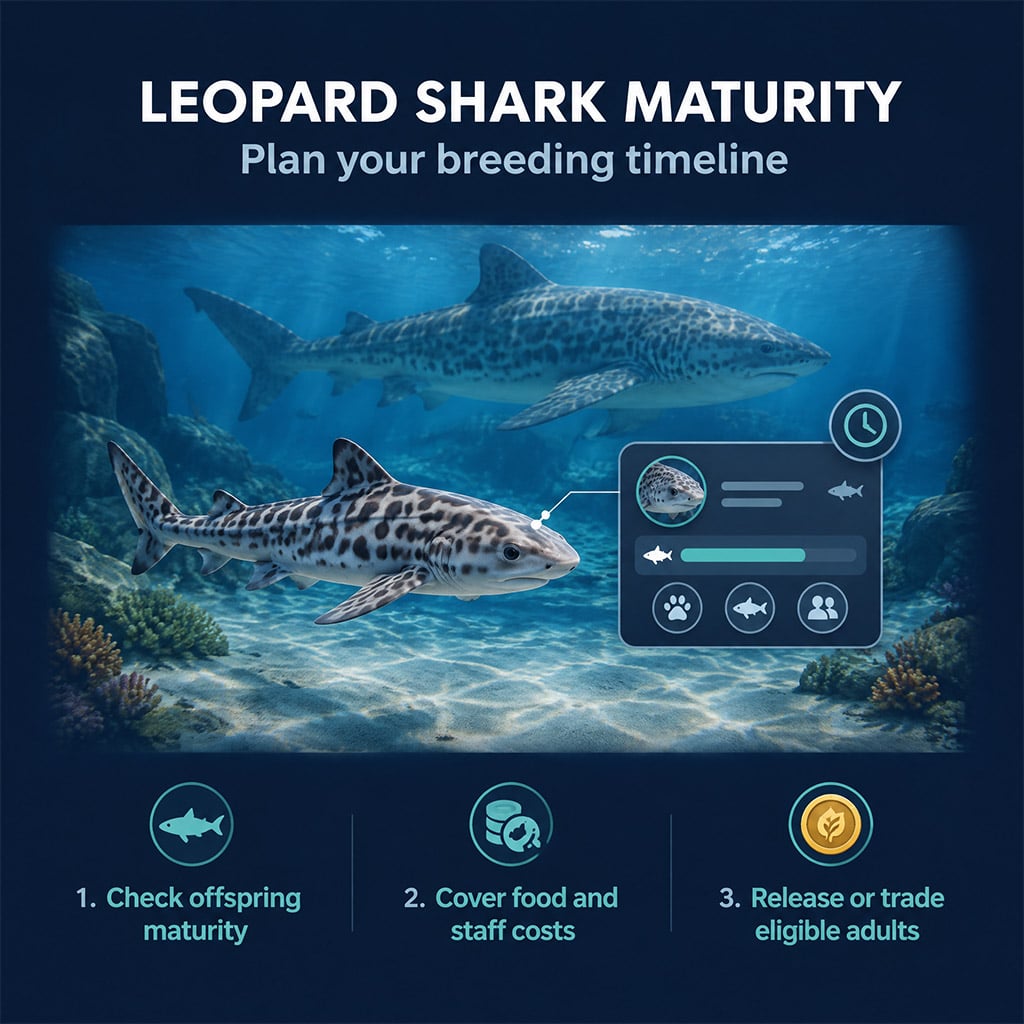 Leopard shark offspring and maturity information in the animal management panel