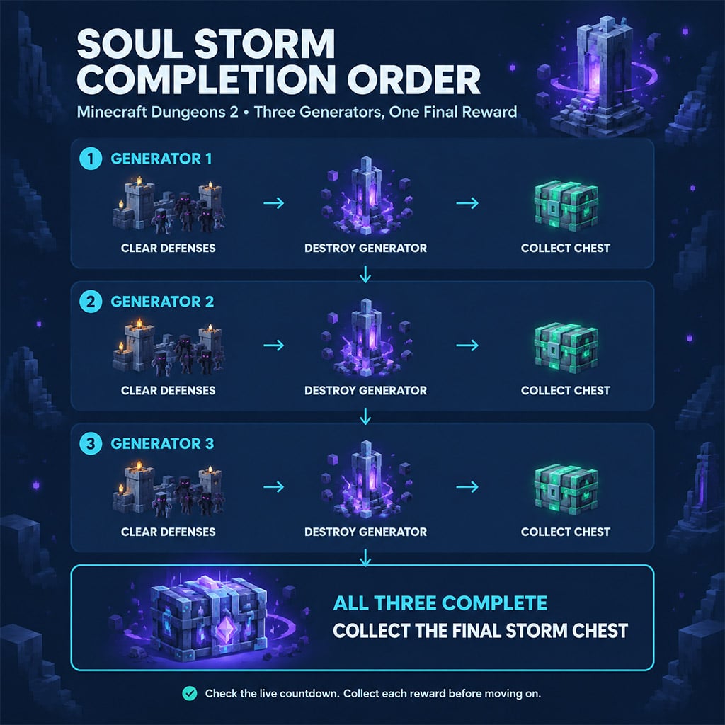 Three-generator Soul Storm completion sequence