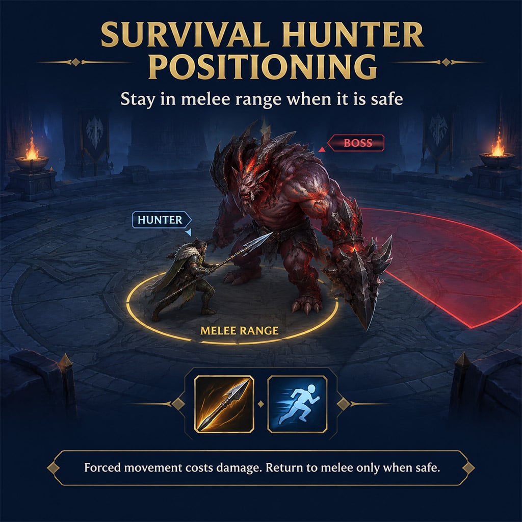 Survival Hunter attacking a boss from melee range