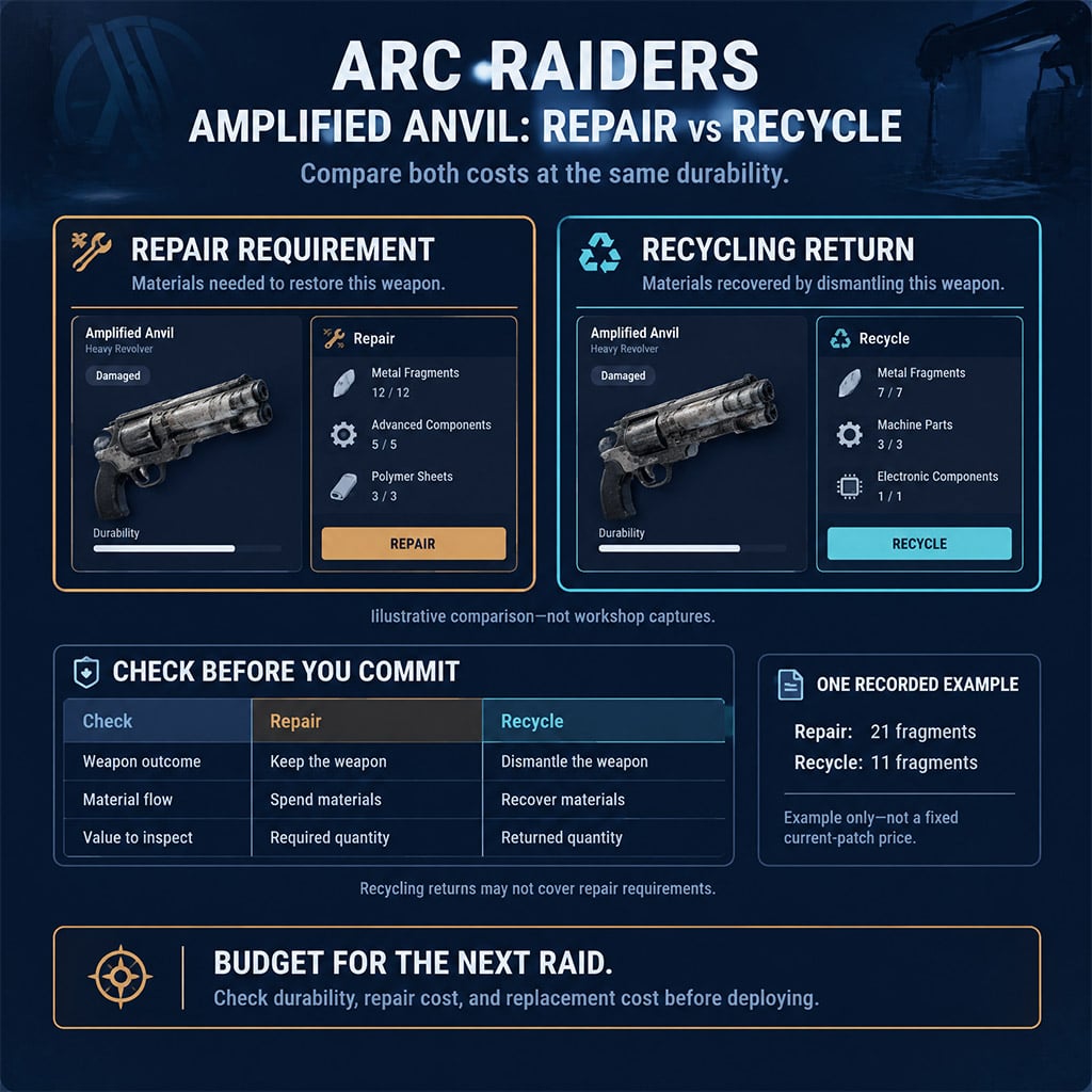 Inspect the amplified Anvil repair requirement and recycling return at its current durability.
