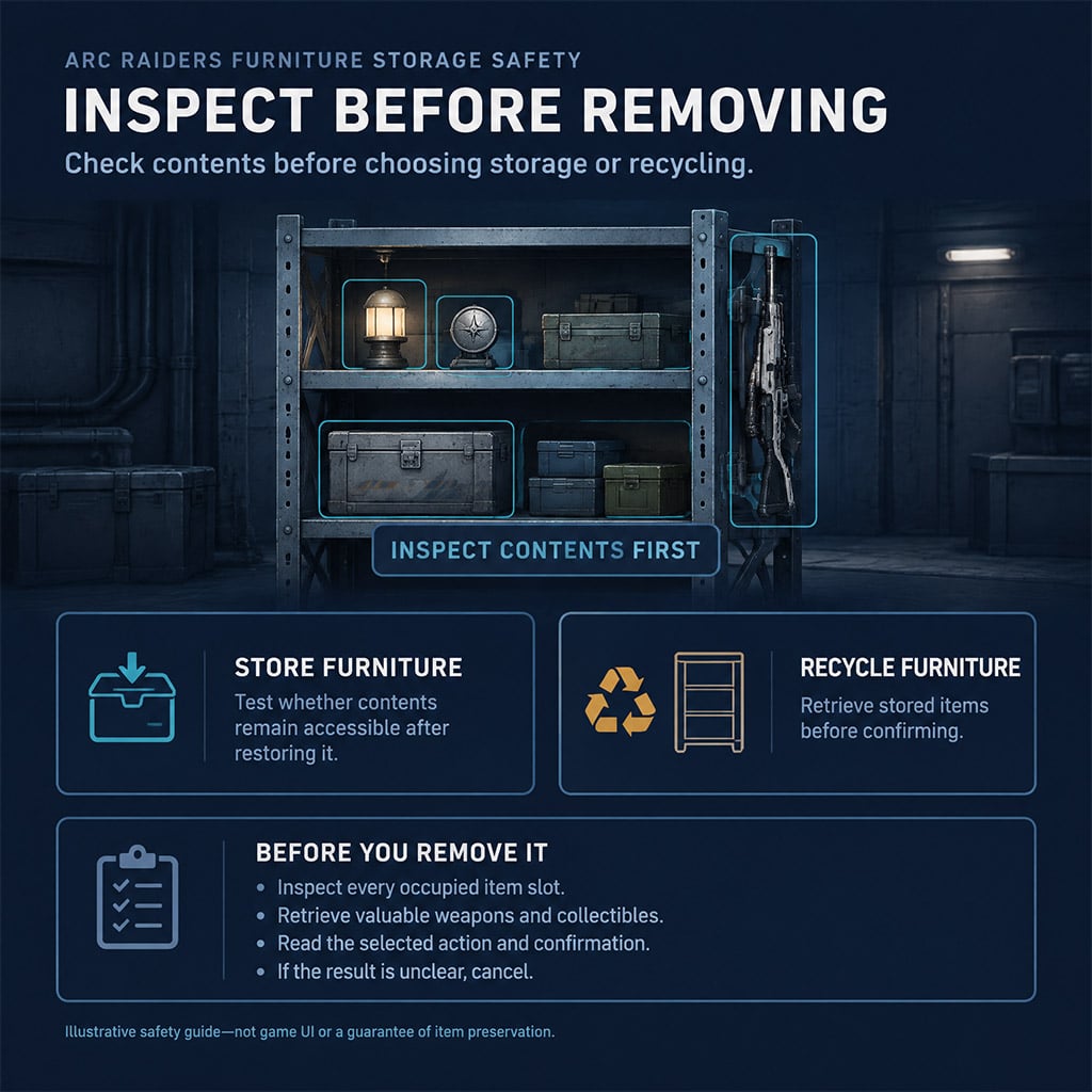 Checklist for inspecting furniture contents before storage or recycling Checklist for inspecting furniture contents before storage or recycling