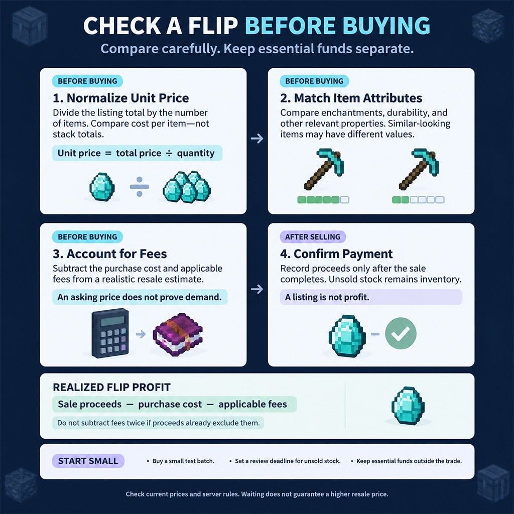 Trading checklist for quantity, attributes, fees and payment