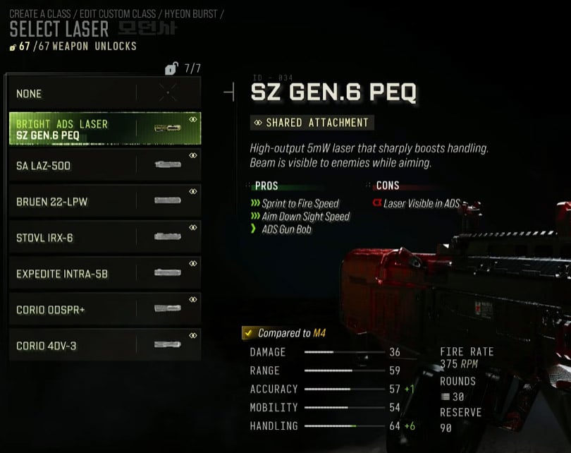 4 MW4 Hyeon Burst Attachments SZ GEN6 PEQ 4 MW4 Hyeon Burst Attachments SZ GEN6 PEQ