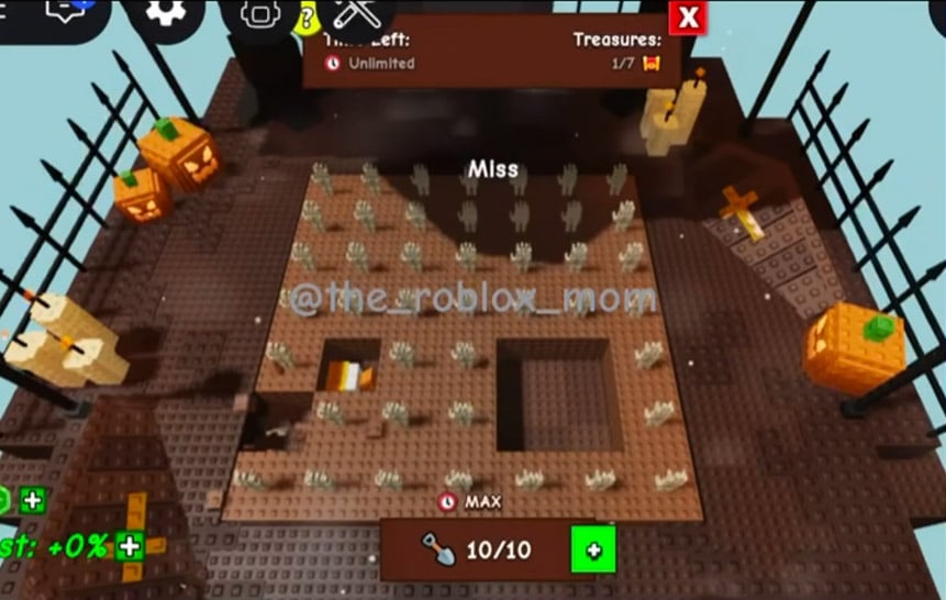 Digging interface showing remaining attempts, regeneration timer, and reset price.