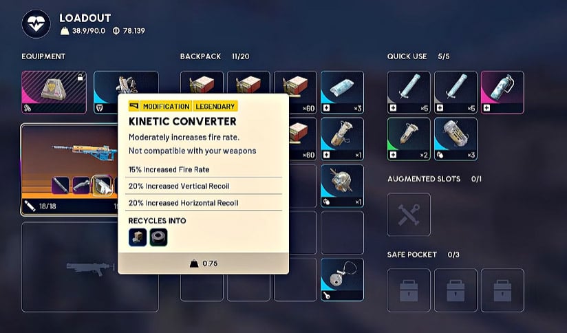 ARC Raiders Amplified Bettina Loadout Kinetic Converter