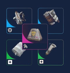 Looting Mk.3 (Survivor) · Medium Shield · Trigger 'Nade · Herbal Bandage · Shield Recharger