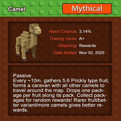 Grow a Garden Camel Collect Packages for Random Rewards