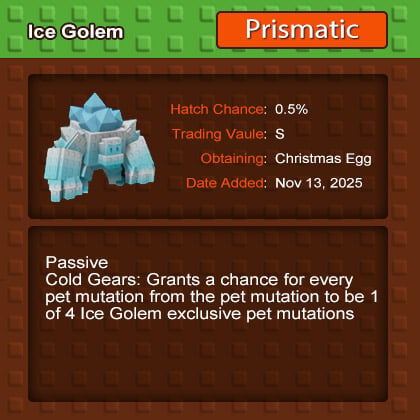 Grow a Garden Ice Golem - Exclusive Mutations, Real Performance