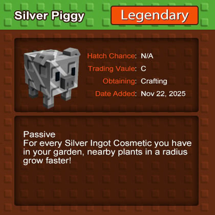 Grow a Garden Silver Piggy Nearby Plants Grow Faster