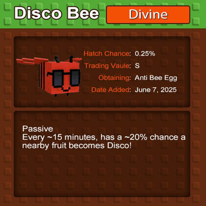 Buy Grow a Garden Disco Bee Pet, Mutation to Disco State