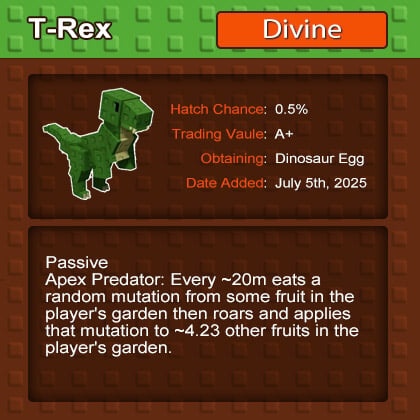 Buy Grow a Garden T-Rex Pet - Mutation Diffusion