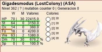 Buy ASA Gigadesmodus - Lvl 362 & Top Stats Lost Colony Flying Mount