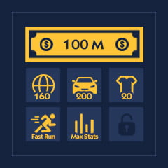 Fast Run + Max Stats, 100M Cash, 160RP, 20x Modded Outfits, 200x Modded Cars, Full Access