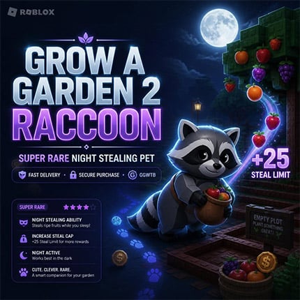 Buy Grow a Garden 2 Raccoon - Super Rare Night Stealing Pet